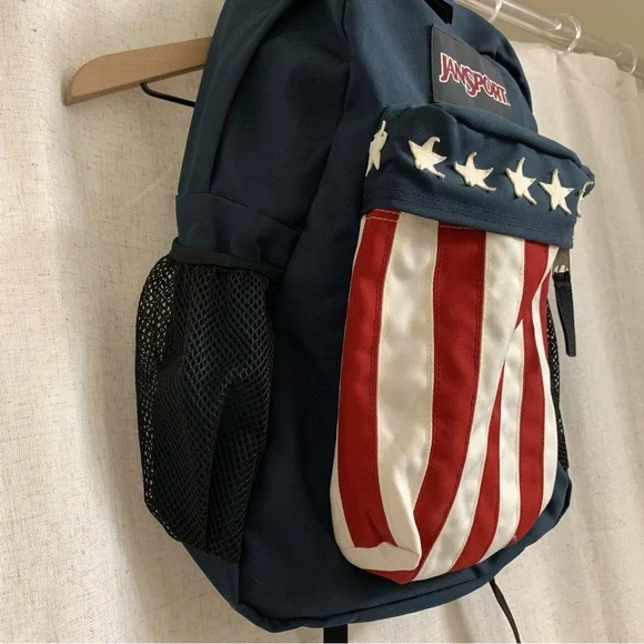 JanSport American Flag Motif Backpack JS 67 embroidered RARE - Picture 3 of 8